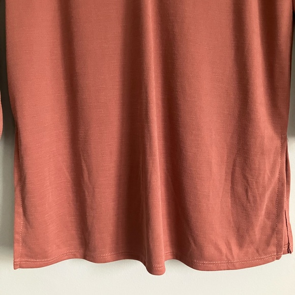 GREEN ENVELOPE Mauve Micro Ribbed V-Neck 3/4 Sleeve Top Size S - Picture 4 of 10